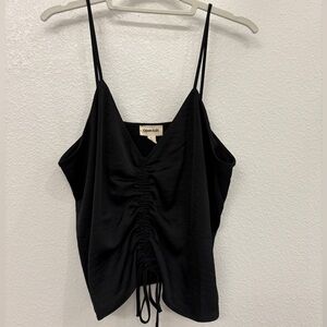 Black Ruched Tie Front Camisole